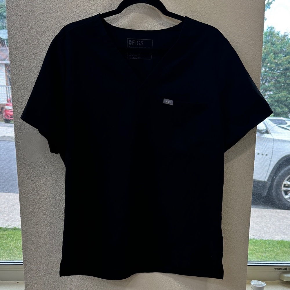 FIGS Technical Collection Black Scrub Top Women's XL Medical Healthcare Un